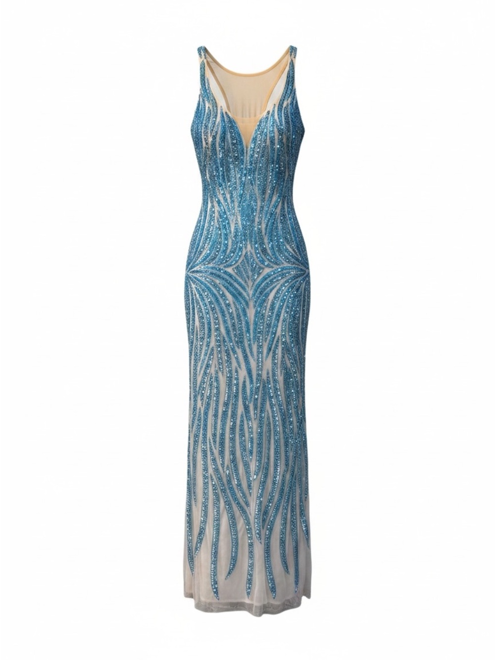 Scala Light Blue Sequined Prom Dress